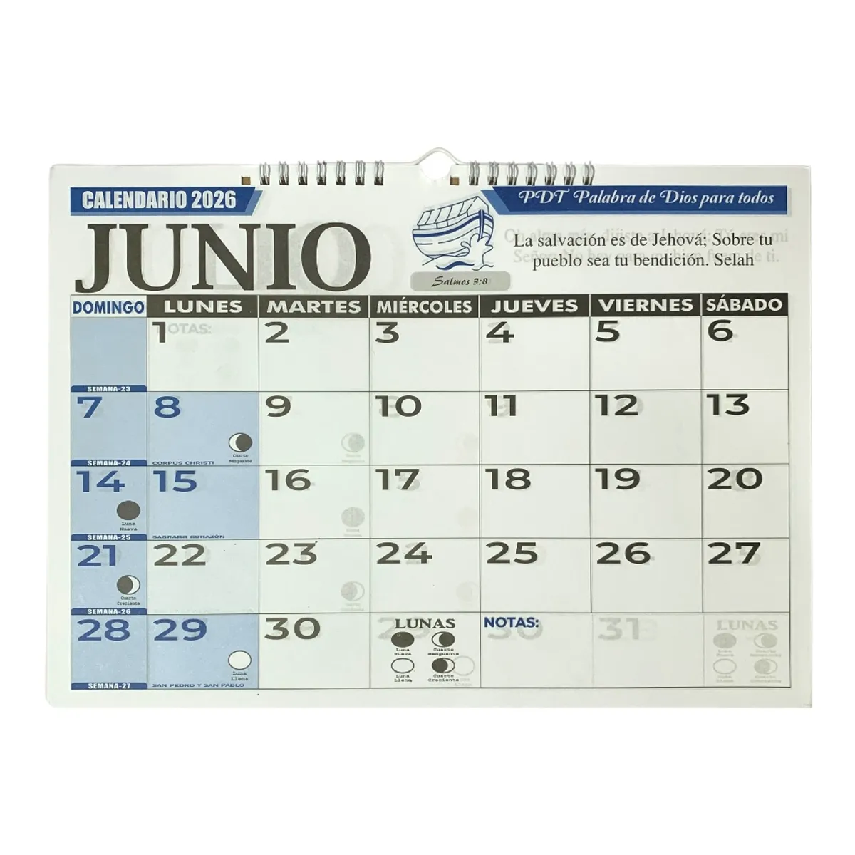 GENERICO - Calendario Programador 2026 Horizontal Mediano 34x24