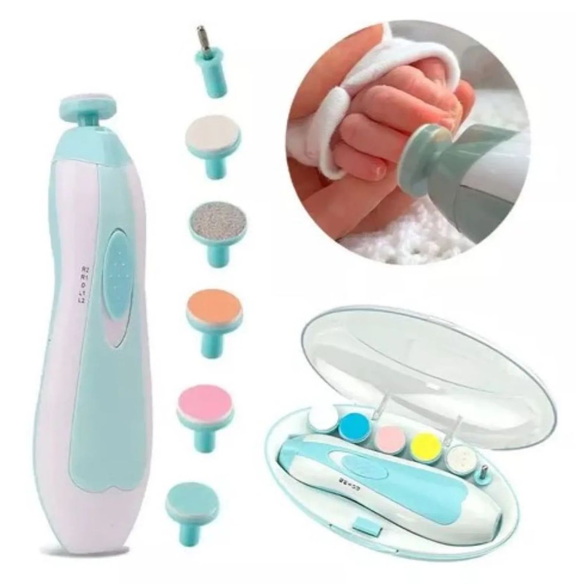 AMERICAN GENERICS - Lima de Uñas Eléctrica 6 en 1 para Bebés y Niños - azul