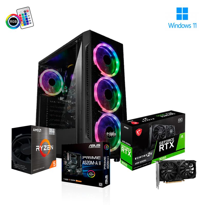 AMD - PC GAMER RYZEN 5 5600G + RTX 3050 6GB / 32GB RAM / 1TB M.2 / 600W 80+ BRONCE