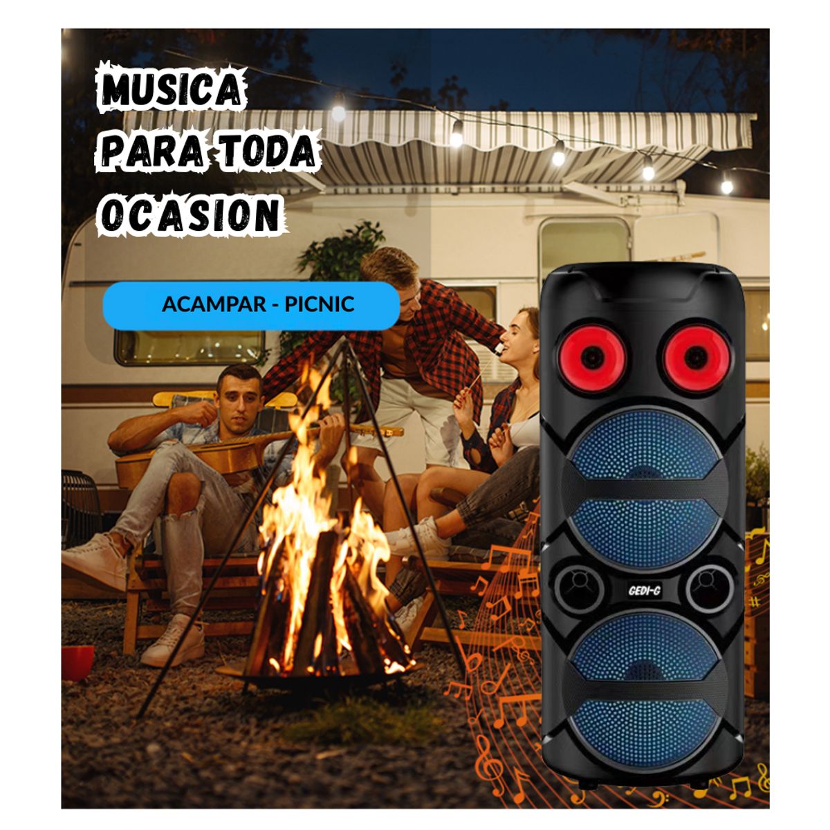 GENERICO - Parlante Bluetooth Torre Doble Bocina Portátil + Micrófono