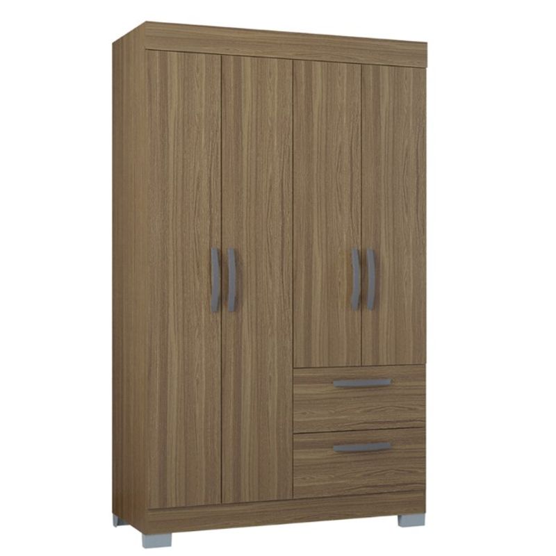 GENERICO - Closet 4 Puertas 2 Cajones 188cm x110 cm ancho Color Castaño