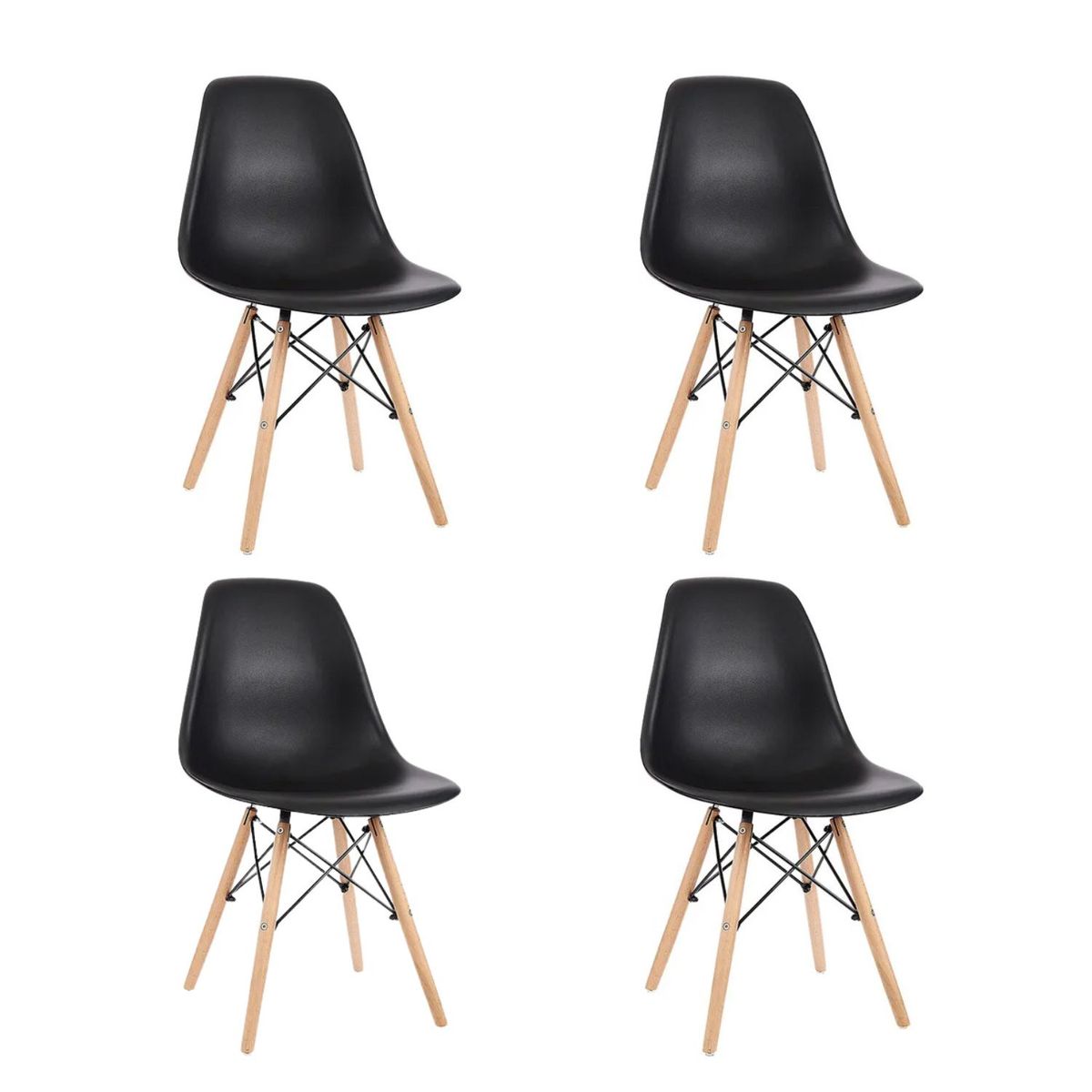 ERGONOMUS - Set 4 Silla de Comedor Eames Ergonomus Negro