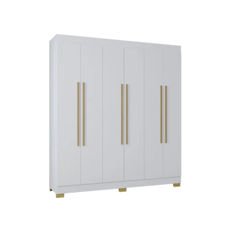 GENERICO - Closet En Madera 4 Puertas 2 Cajones De 202*120 cm ancho Blanco