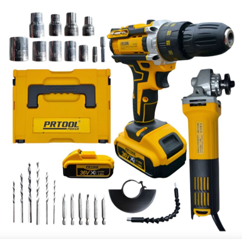PROTOOL - Combo Taladro Percutor Inalámbrico + Pulidora Eléctrica 710w