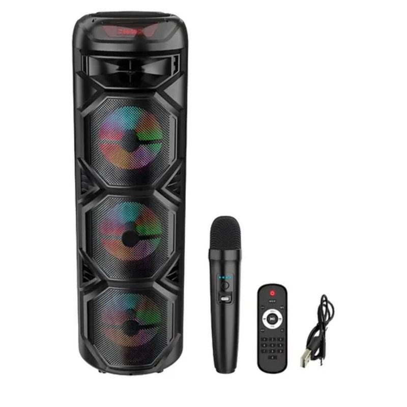 SEISA - Parlante Torre De Sonido SEISA Recargable  8” Dos Micrófonos