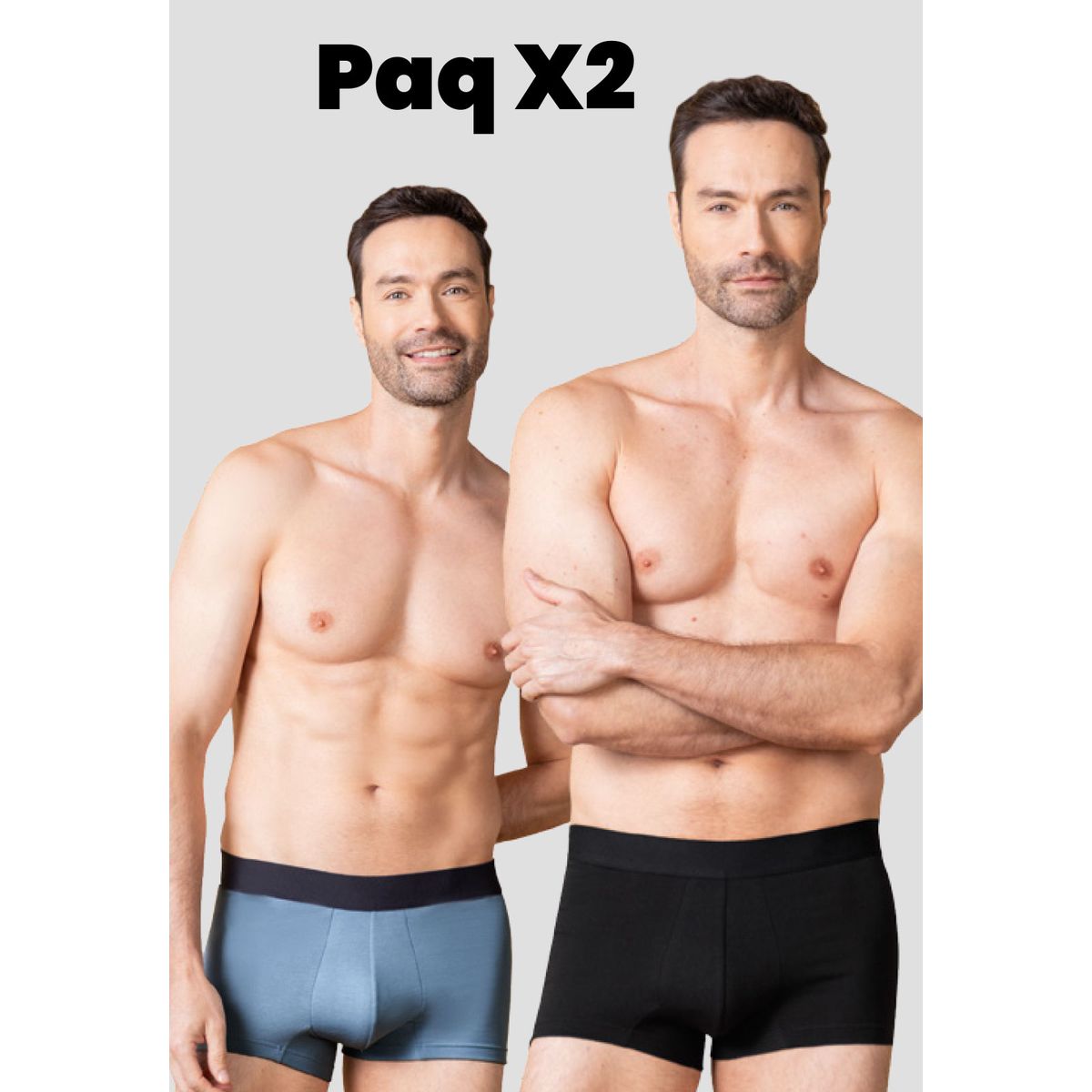 FORMAS INTIMAS - Bóxer Paq X2 Hombre Negro-Azul Indigo Fi 110771