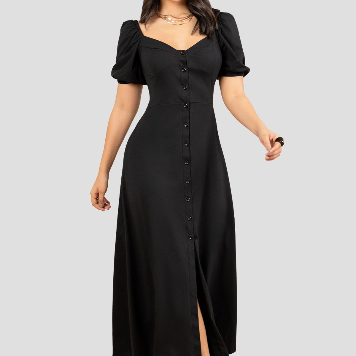 MARKETING PERSONAL - Vestido Largo Mujer Negro Mp 112045