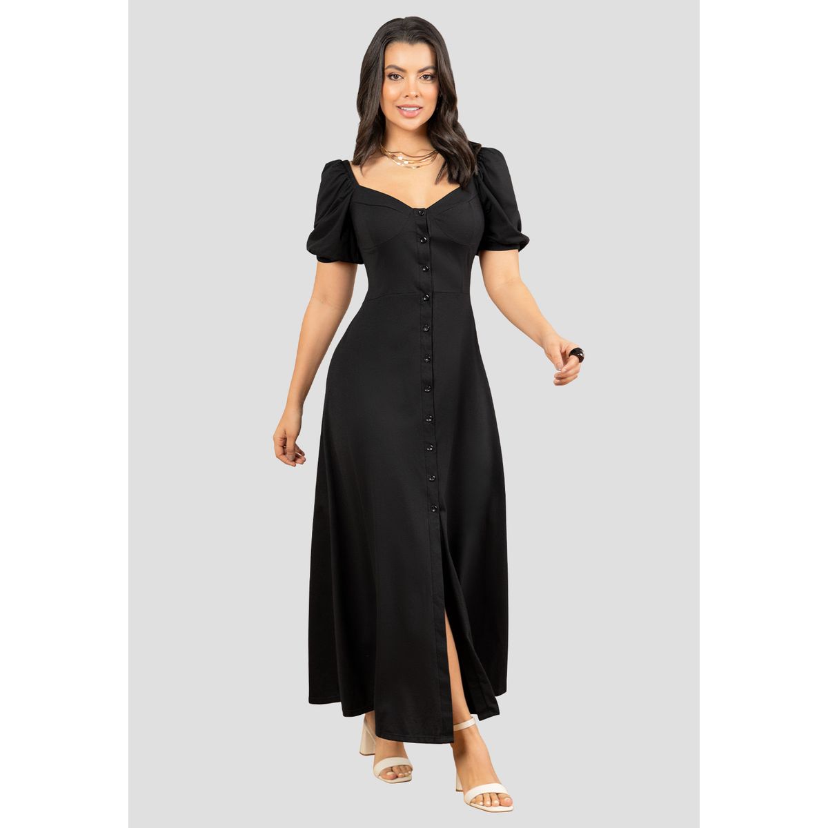 MARKETING PERSONAL - Vestido Largo Mujer Negro Mp 112045