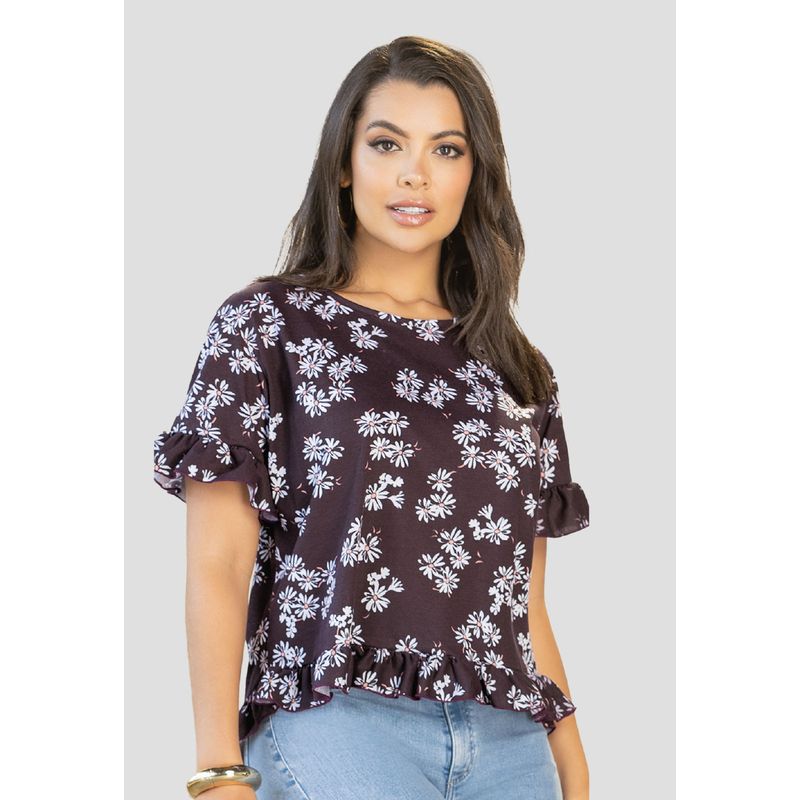 MARKETING PERSONAL - Blusa Mujer Estampado Mora Oscuro Mp 112218