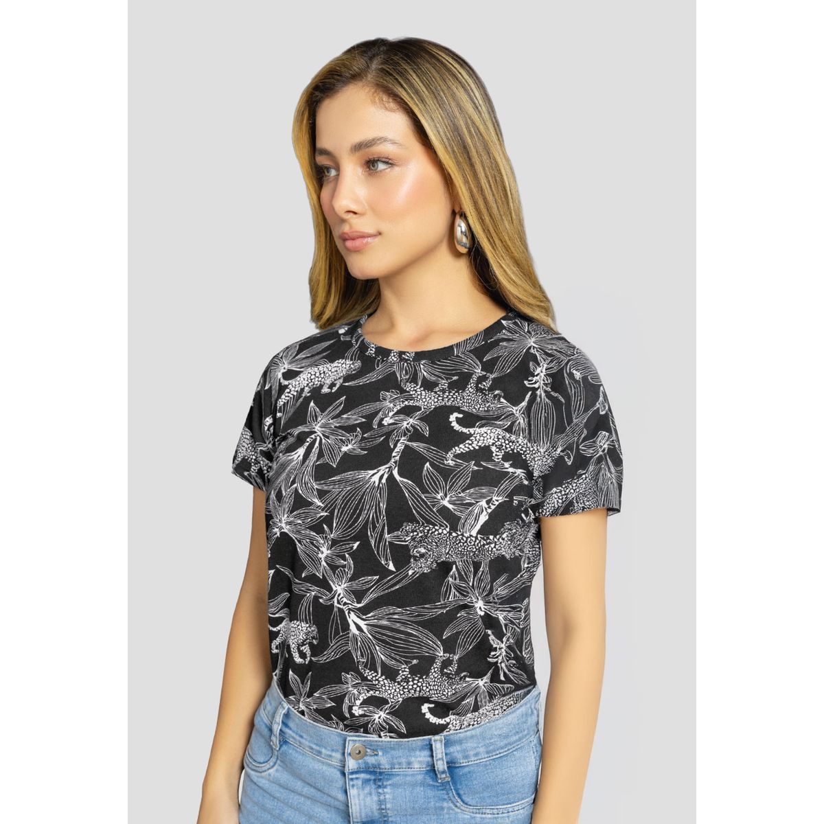 MARKETING PERSONAL - Camiseta Mujer Estampado Negro Mp 112227