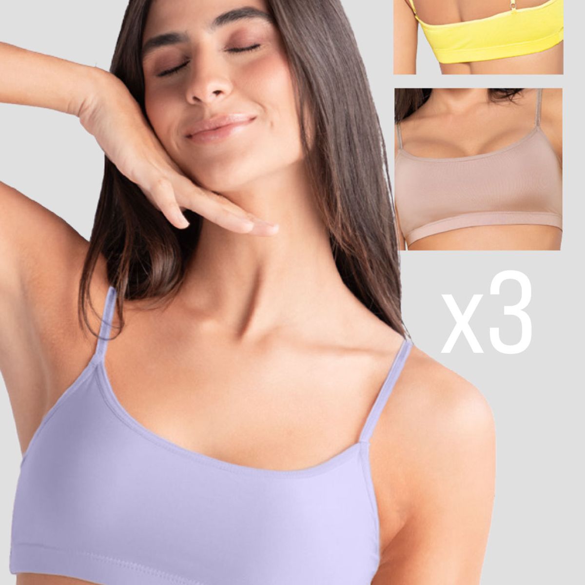 MARKETING PERSONAL - Top Paq X3 Mujer Lila Tech-Palo De Rosa Oscuro Mp 41740