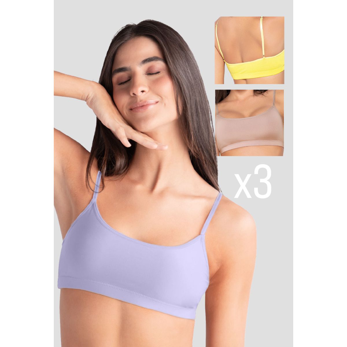 MARKETING PERSONAL - Top Paq X3 Mujer Lila Tech-Palo De Rosa Oscuro Mp 41740