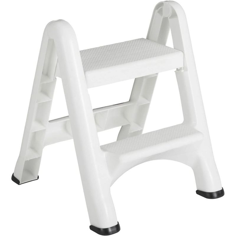RUBBERMAID COMMERCIAL - Escalera Plástica Rubbermaid 2 Pasos Plegable Blanca