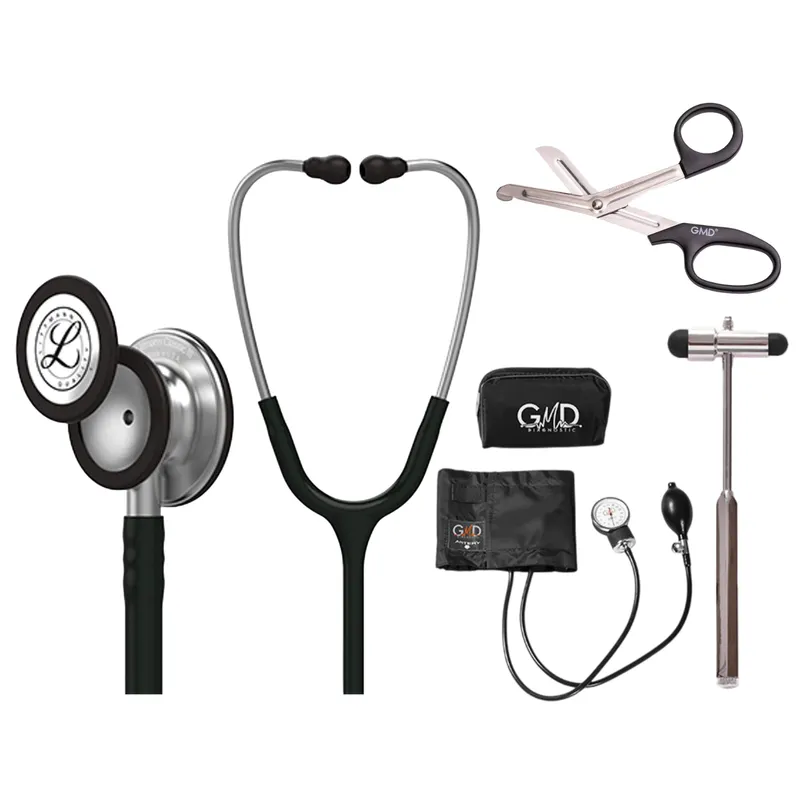 LITTMANN - Fonendoscopio Littmann Classic 3 Black 5620 + Tensiometro + Martillo + Tijera