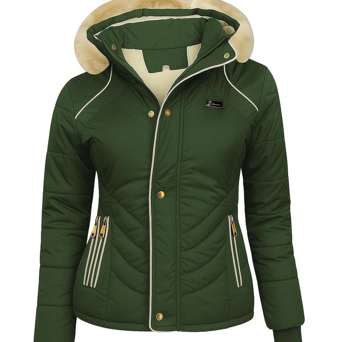 MODA EN CIRCUITO - Chaqueta Impermeable Corta Para Mujer Forrada en Ovejero