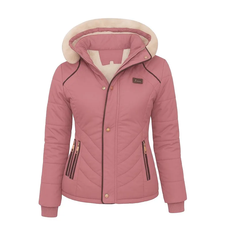 MODA EN CIRCUITO - Chaqueta Impermeable Corta Para Mujer Forrada en Ovejero