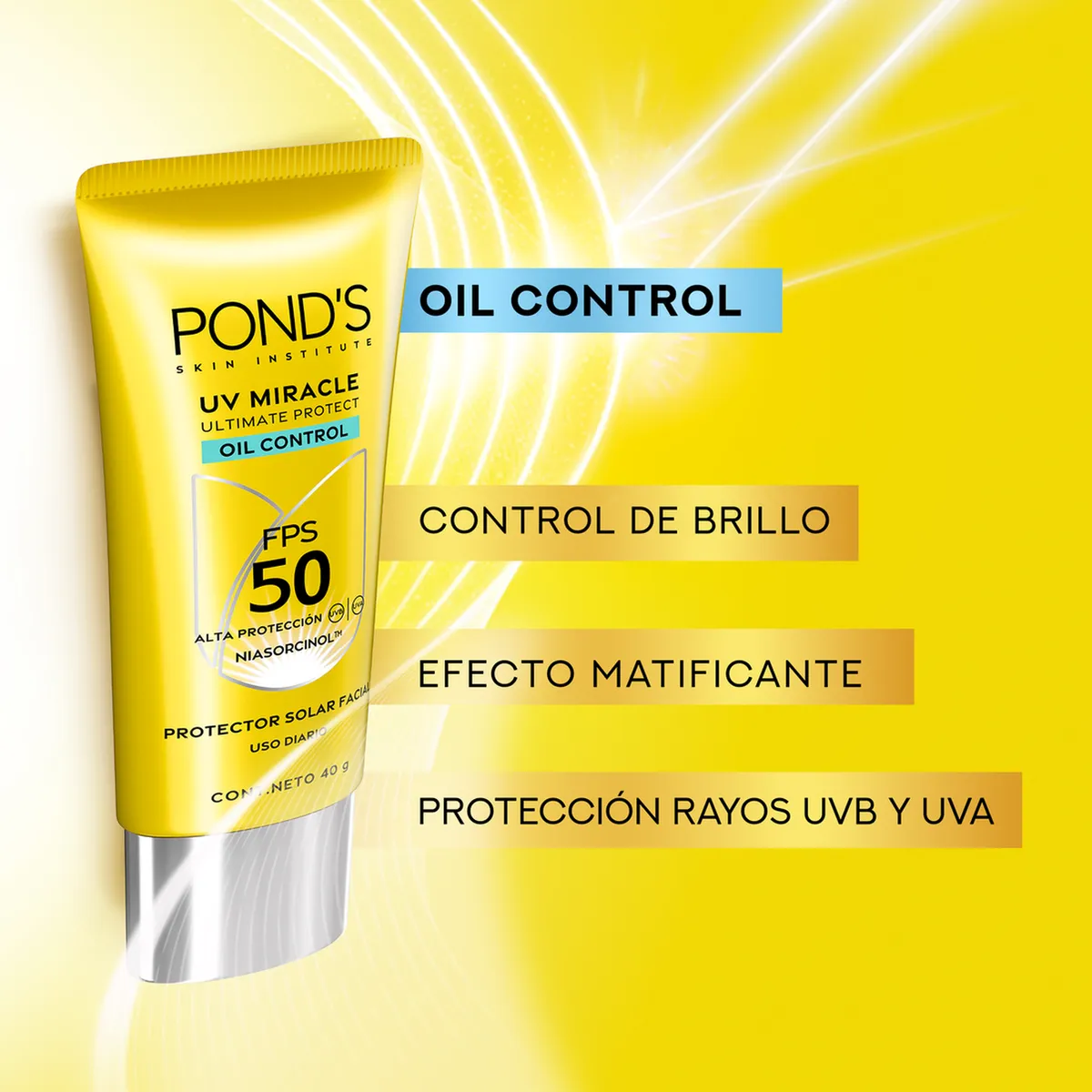 PONDS - Oferta x2 Protector Solar Ponds Oil Control 40g cu