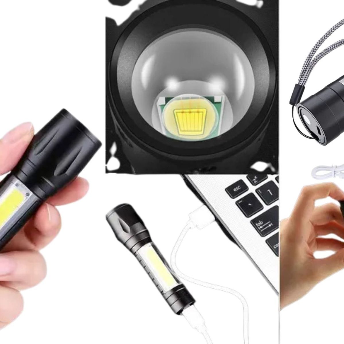 MAZUGI - Mini Linterna Led Recargable Bolsillo portátil Camping Táctica Color de la luz Blanca