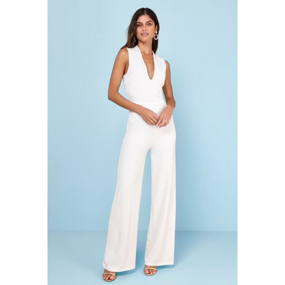 NEGRELI - Enterizo Palazzo Escote Profundo con Espalda Cruzada