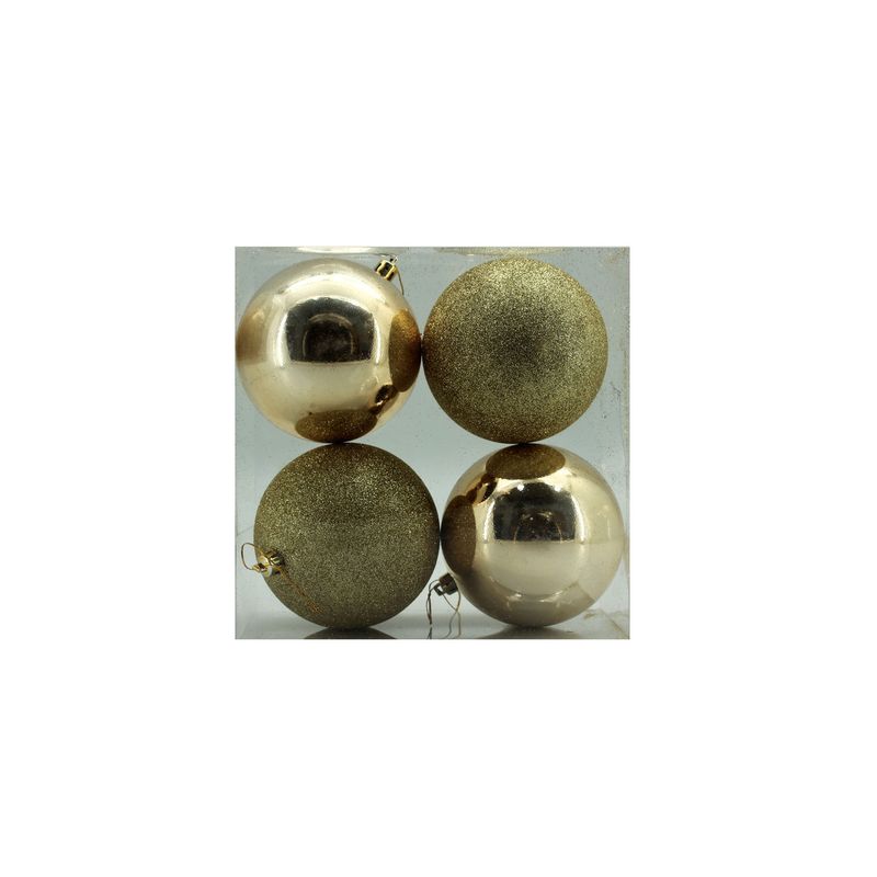 NAVILANDIA - SET X 4 BOLAS 10 CM BRILLA-ESC DORADO