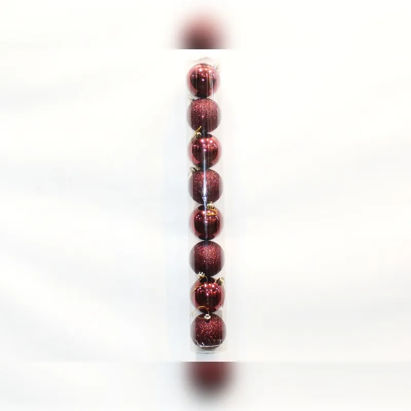 NAVILANDIA - SET X 8 BOLAS 7 CM BRILLA-ESC VINO TINTO
