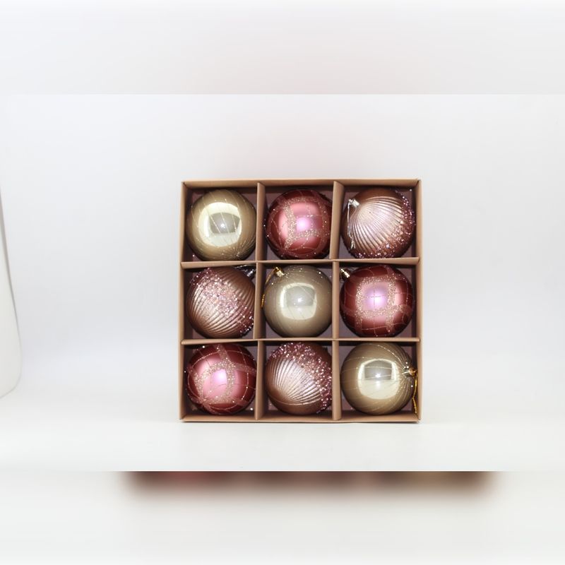 NAVILANDIA - SET X 9 BOLAS PINTADAS 10CM ORO ROSA