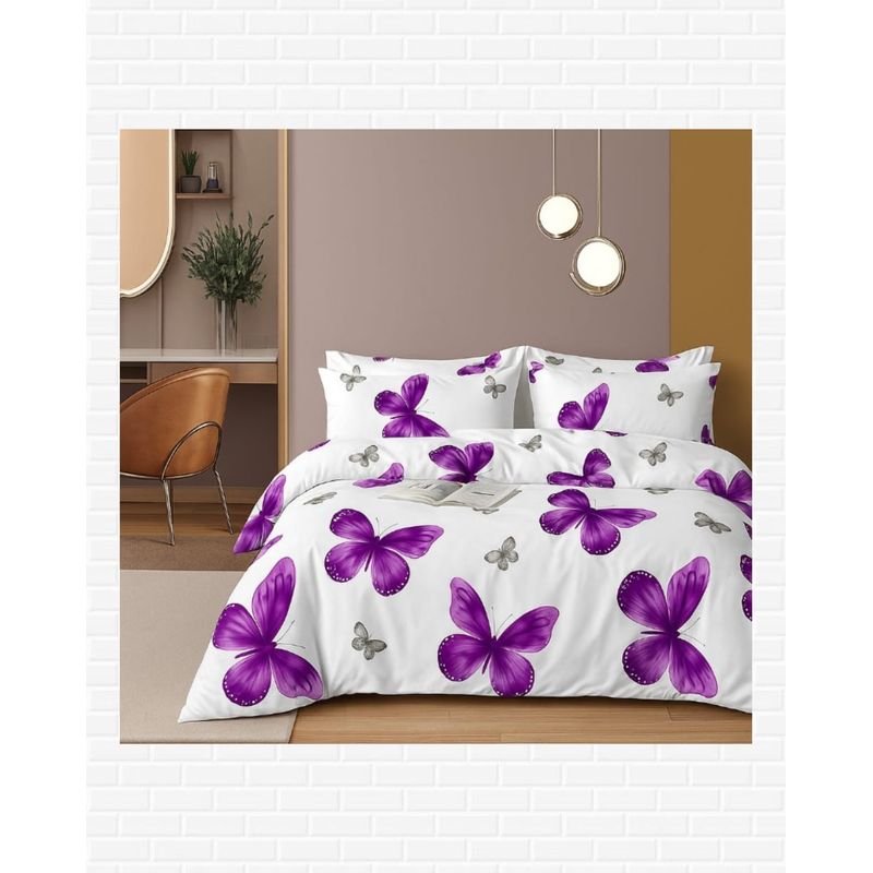 SIRENITAS - Juego de sabanas Cama Doble Mariposas Moradas