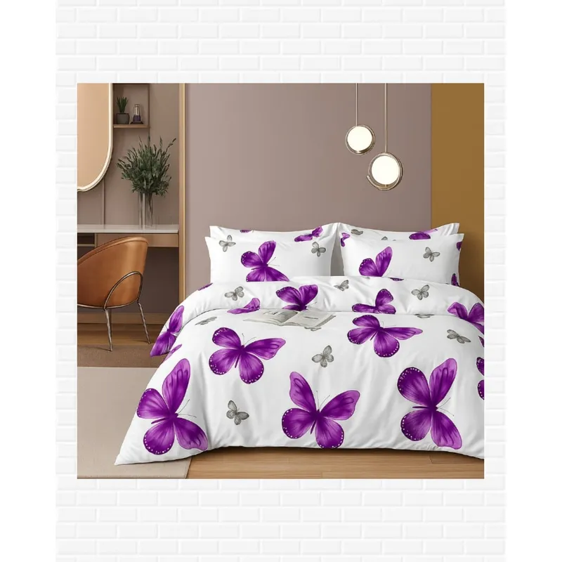 SIRENITAS - Juego de sabanas Cama Queen Mariposas Moradas