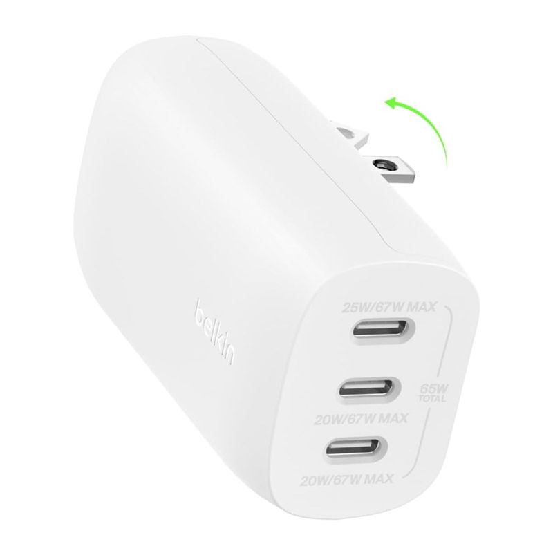 BELKIN - Cargador Belkin Usb C 67w 3 Puertos Para iPhone Y Galaxy