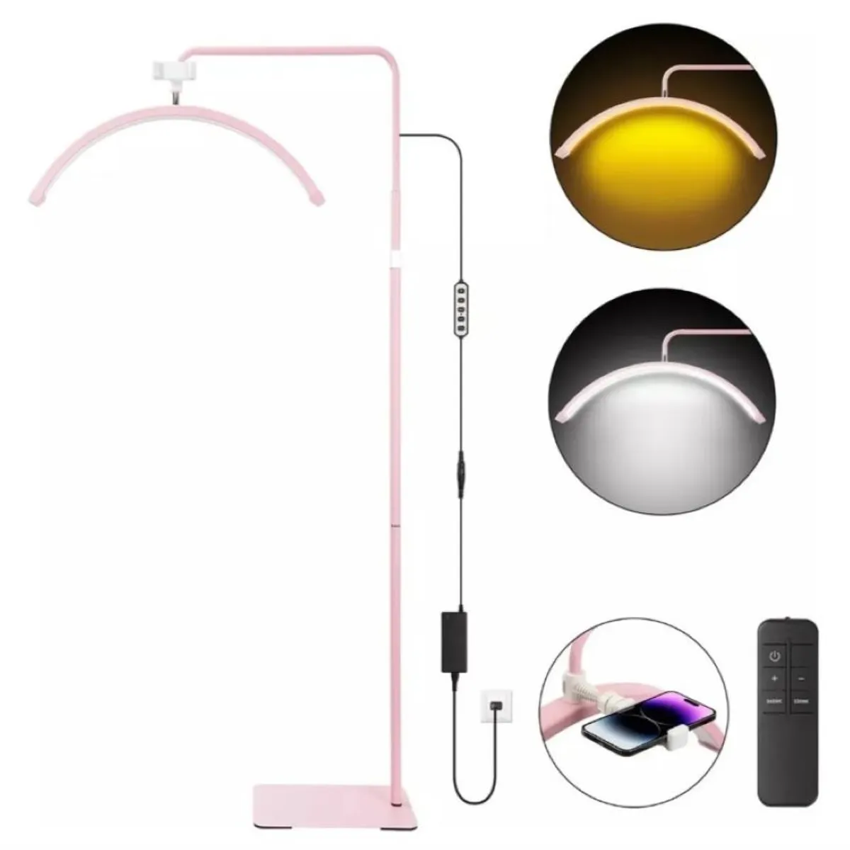 ZHOPI CO - Lampara Media Luna Luz Led Profesional Para Estetica Con Base De Piso