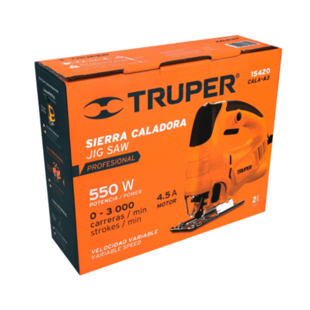 TRUPER - Sierra caladora 550W 4.5 A velocidad variable, TRUPER PRO (15420)