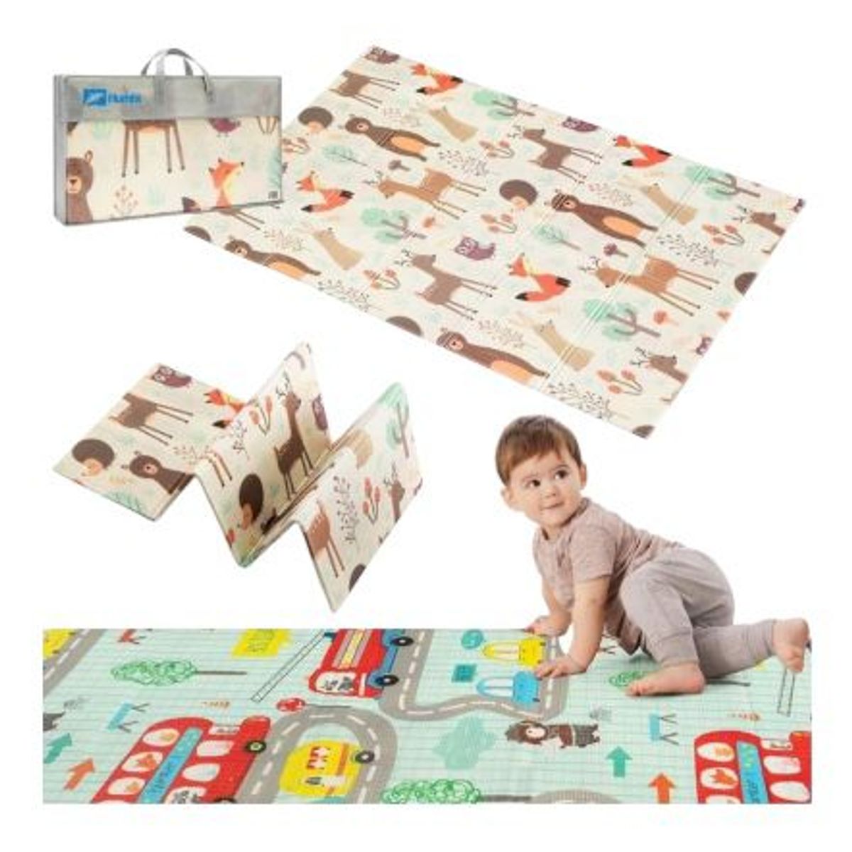 GENERAL - Tapete Para Bebe Plegable Gateo 200x180 Cm Doble Faz