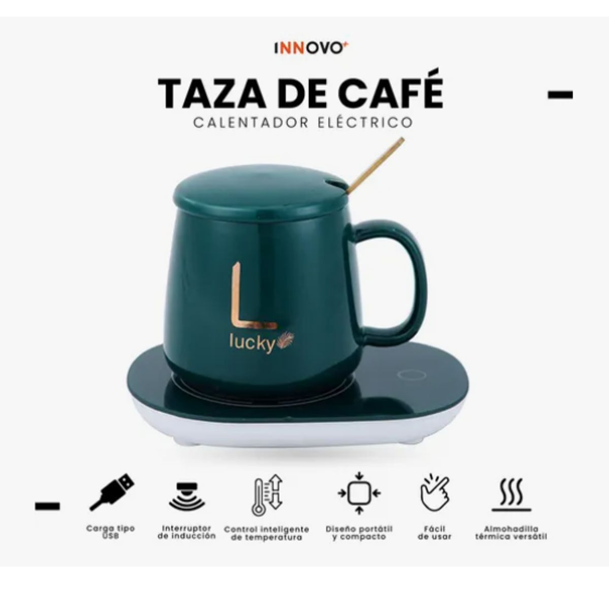 INNOVA - Taza Mug Eléctrica Calentador Mantiene Bebidas Calientes Apagado
