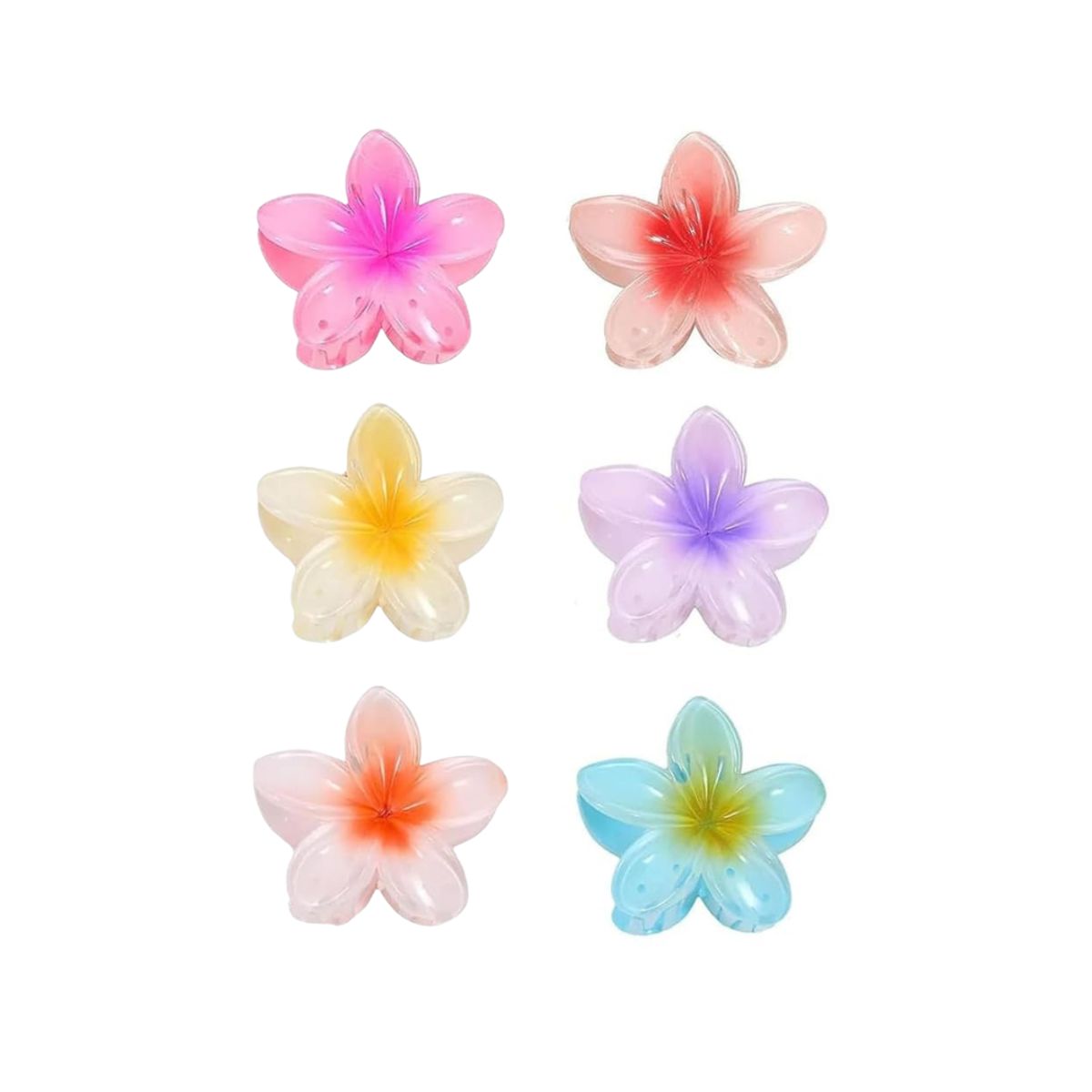 GENERICO - Set x 6 Pinza Caimán Gancho Flor Hawaiana Pelo Cabello