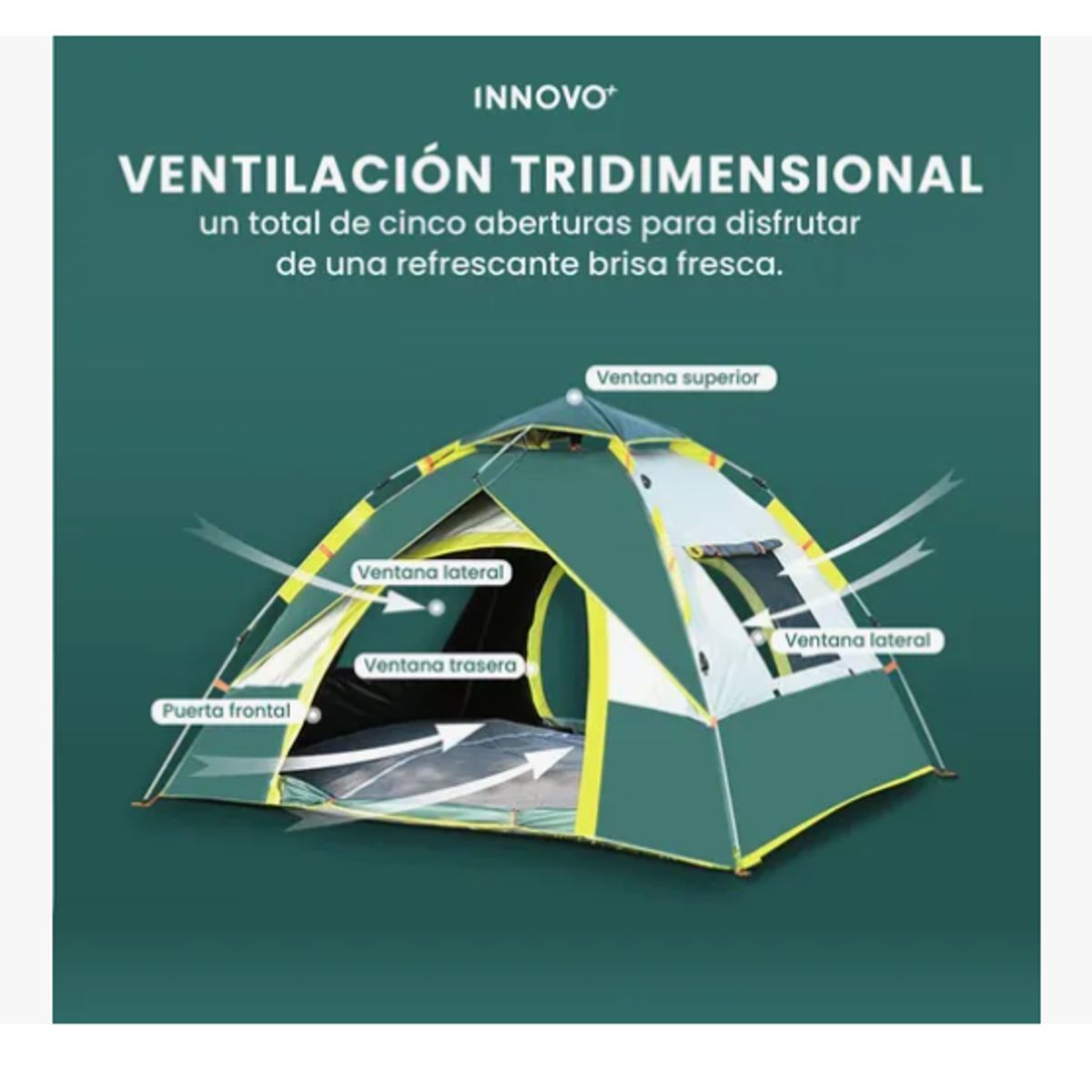 INNOVA - Carpa Camping Automática 4 Personas Impermeable Ventilación