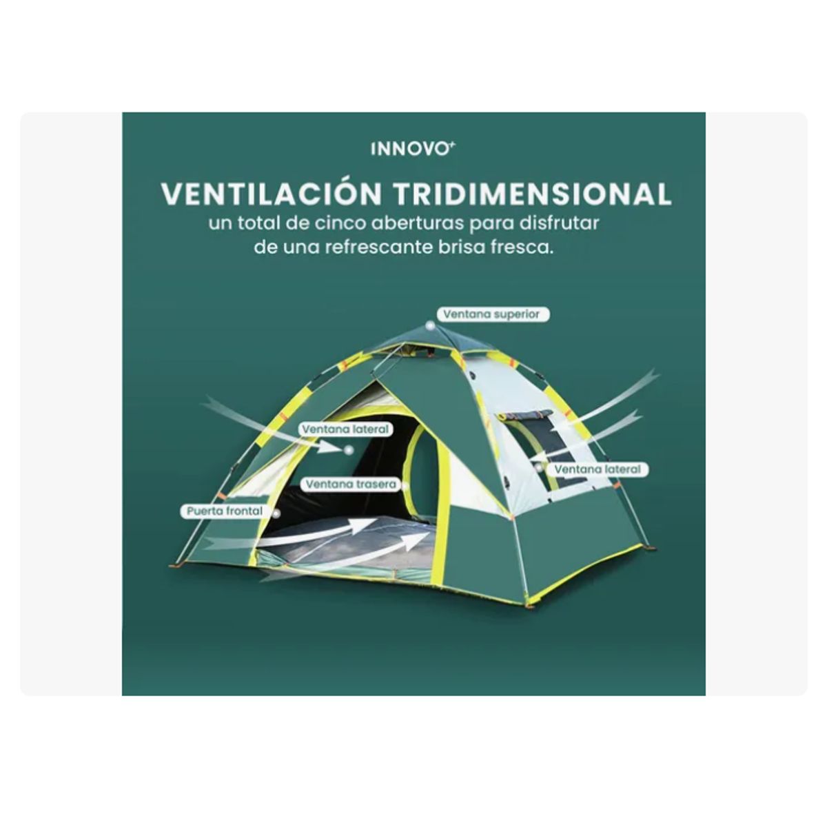 INNOVA - Carpa Camping Automática 4 Personas Impermeable Ventilación