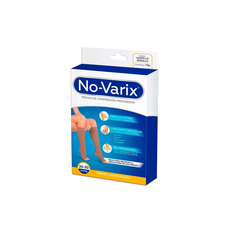 NO VARIX - Medias unisex 20-30 mmHg opaca puntera abierta Talla S Beige