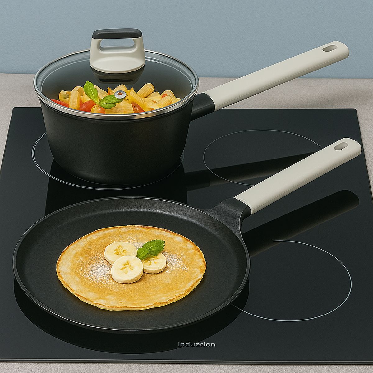 BERGNER - Set x3 Piezas Lines – Cacerola 16 cm + Panquequera 26 cm