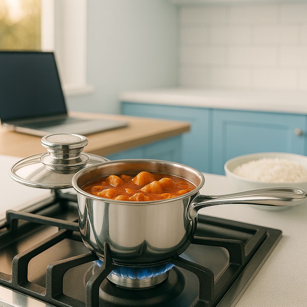 TECNOHOGAR JS - Olla Acero Quirúrgico 1 Litro Premium Asa Moderna Con Tapa