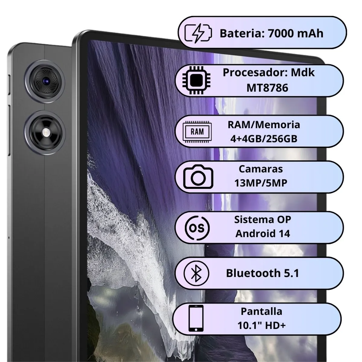 TECNO MOBILE - Tablet Tecno MEGAPAD 10 De 256GB/4+4GB - Negro