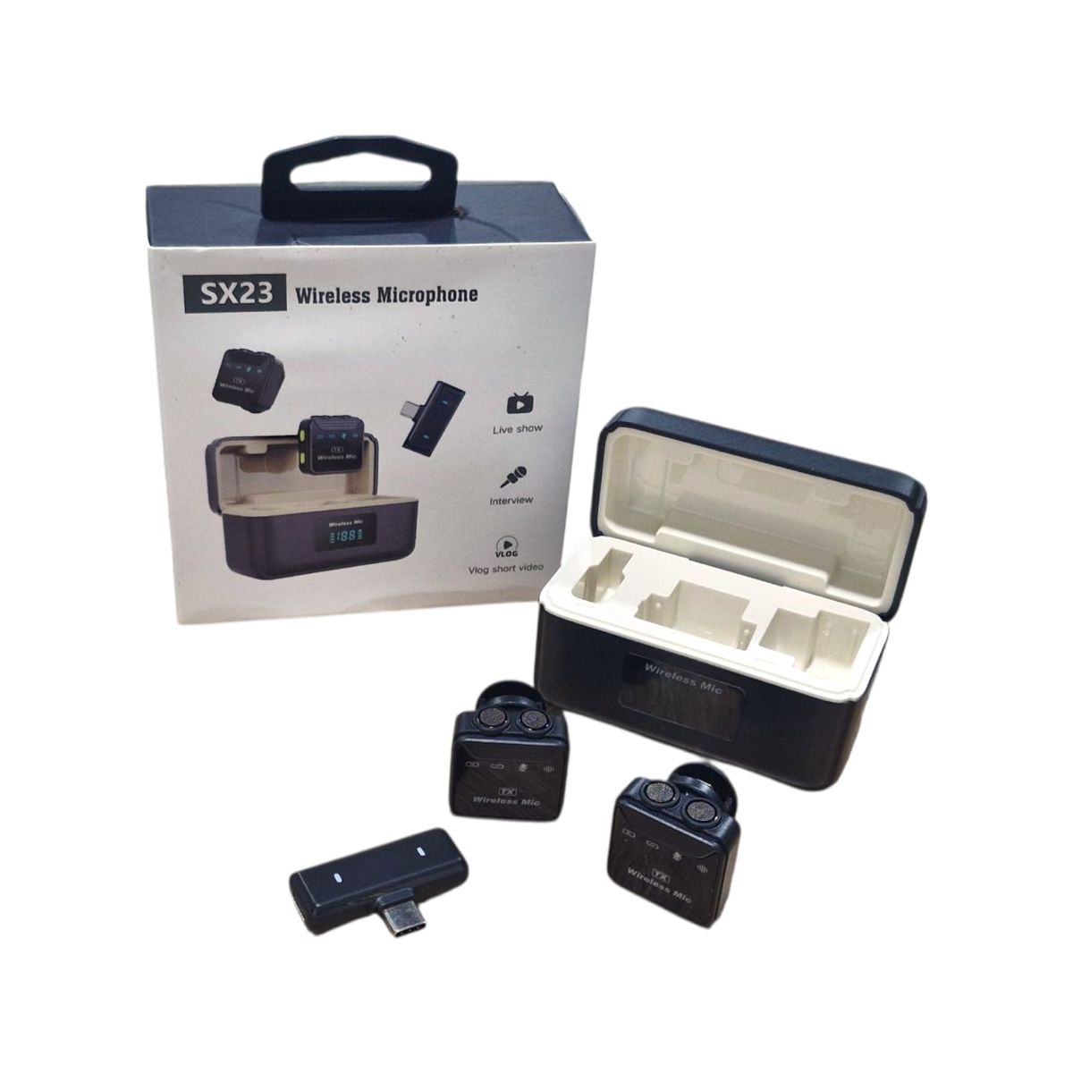 GENERICO - Micrófono Inalámbrico De Solapa Sx23 Tipo C con estuche