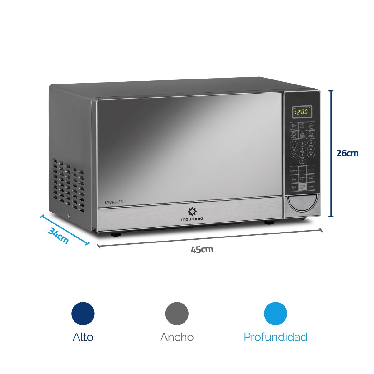 INDURAMA - Horno Indurama Microondas 20 LTS Croma MWI-20CR