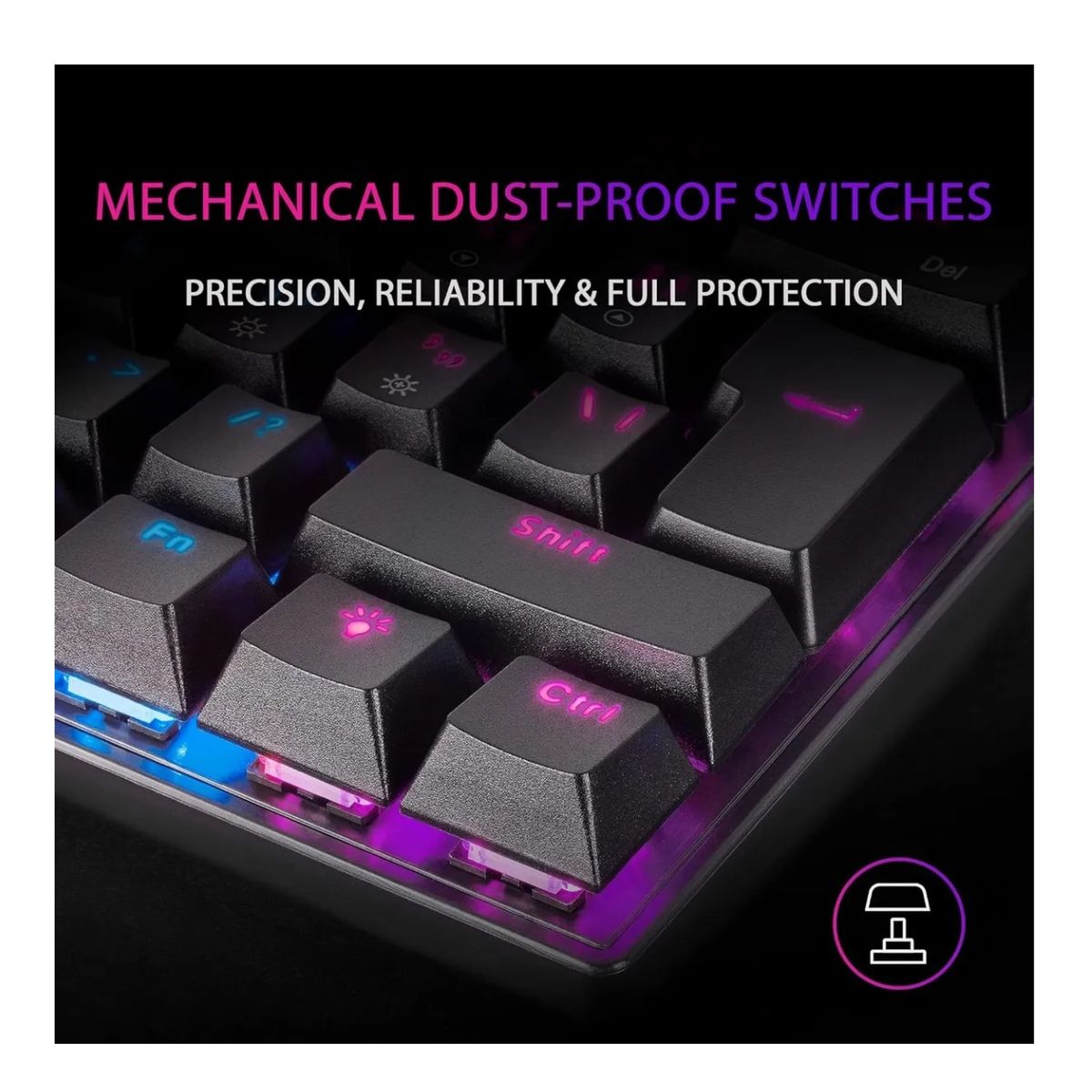RAINBOW - Teclado Mecanico Gamer 60% Switch Azul Rainbow K61 Cableless