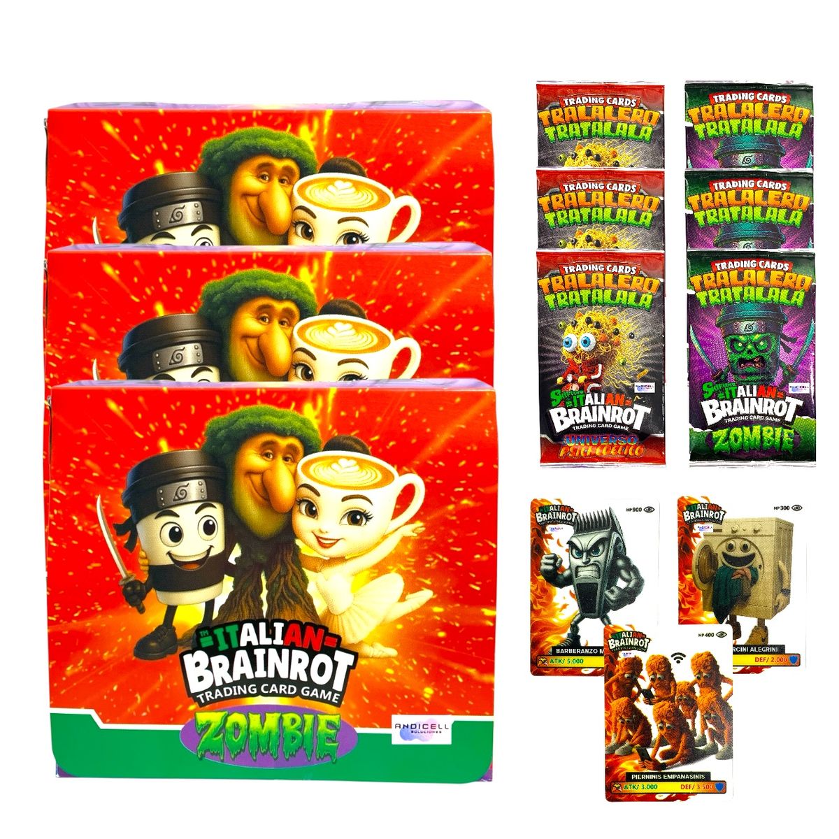 GENERICO - Set x 3 Cajas de Cartas Italian Brainrot Tralalero Tralala