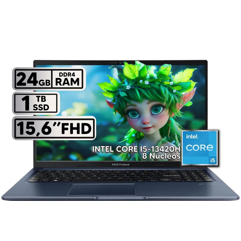 ASUS - PORTÁTIL ASUS VIVOBOOK 15 INTEL CORE I5-13420H 24GB RAM 1TB SSD 15,6" FHD QUIET BLUE