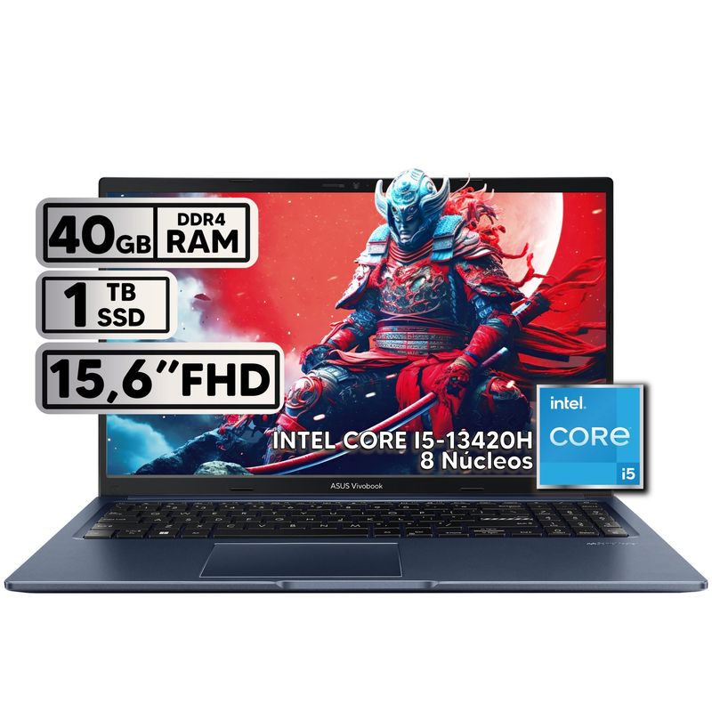 ASUS - PORTÁTIL ASUS VIVOBOOK 15 INTEL CORE I5-13420H 40GB RAM 1TB SSD 15,6" FHD QUIET BLUE
