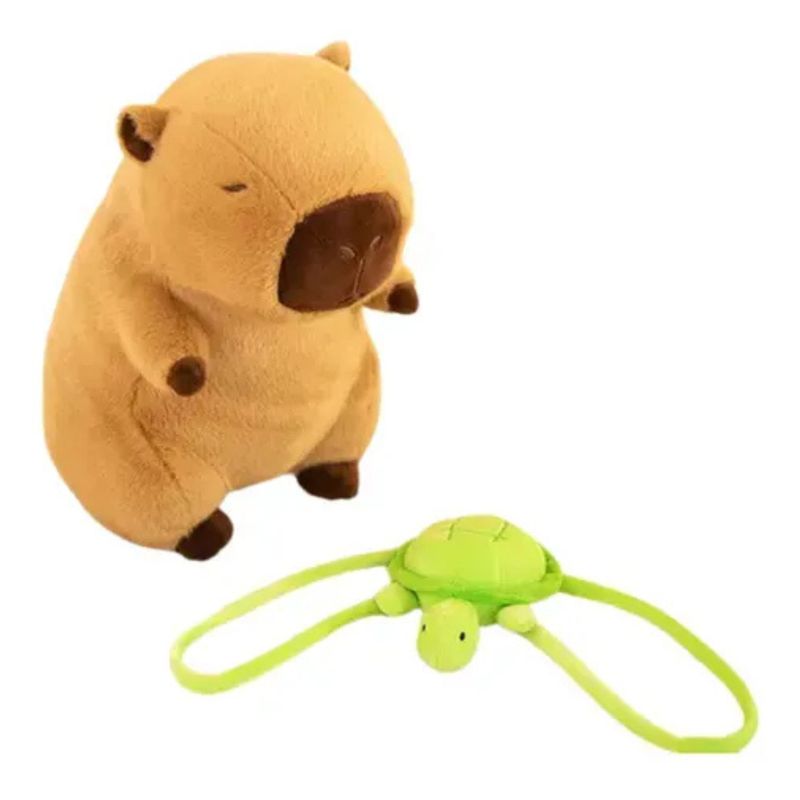 GENERICO - Peluche Capibara con Mochila Tortuga - Muñeco Chiguiro
