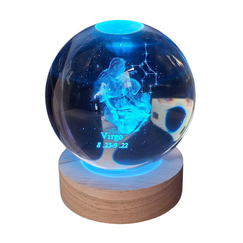 GENERICO - lampara de esfera de cristal 3d signo zodiacal virgo rgb 8cm