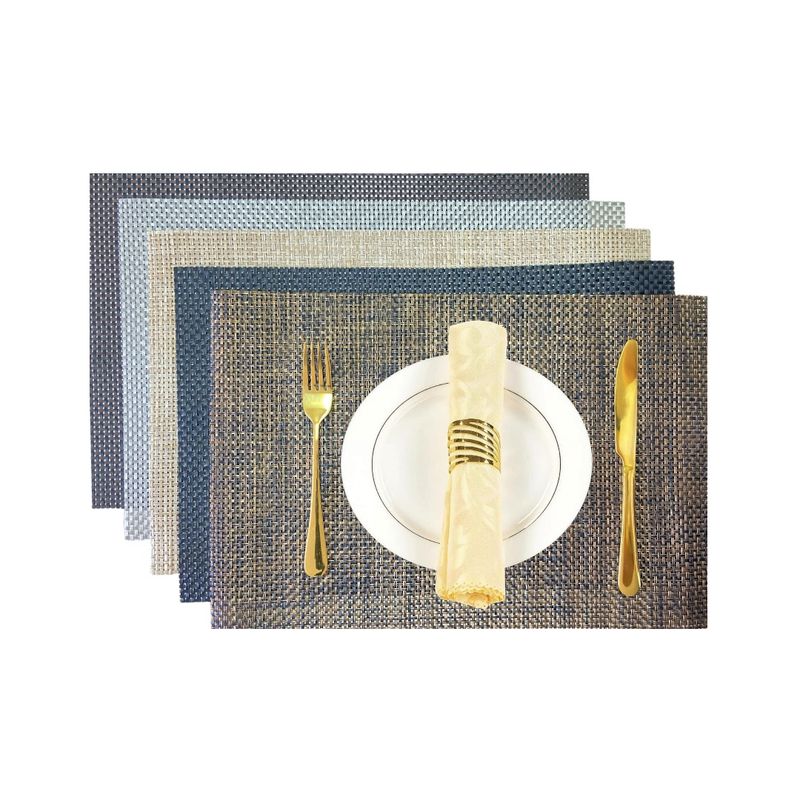 GENERICO - Individuales X 4 Unid Manteles Rectangular Pvc Mesa Comedor Lavables