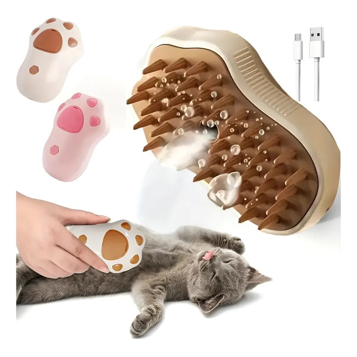 GENERICO - Cepillo Vapor Peine 3 En 1 Masajeador Mascotas Perros Gatos